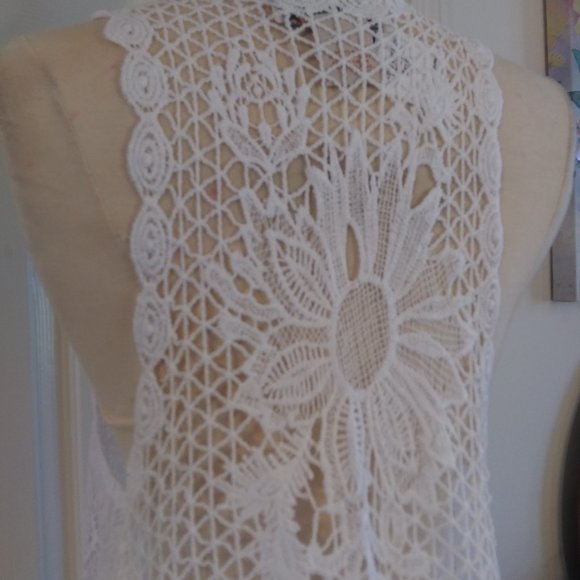 Flying Tomato | All Lace White Vest | S | New - Picture 5 of 14